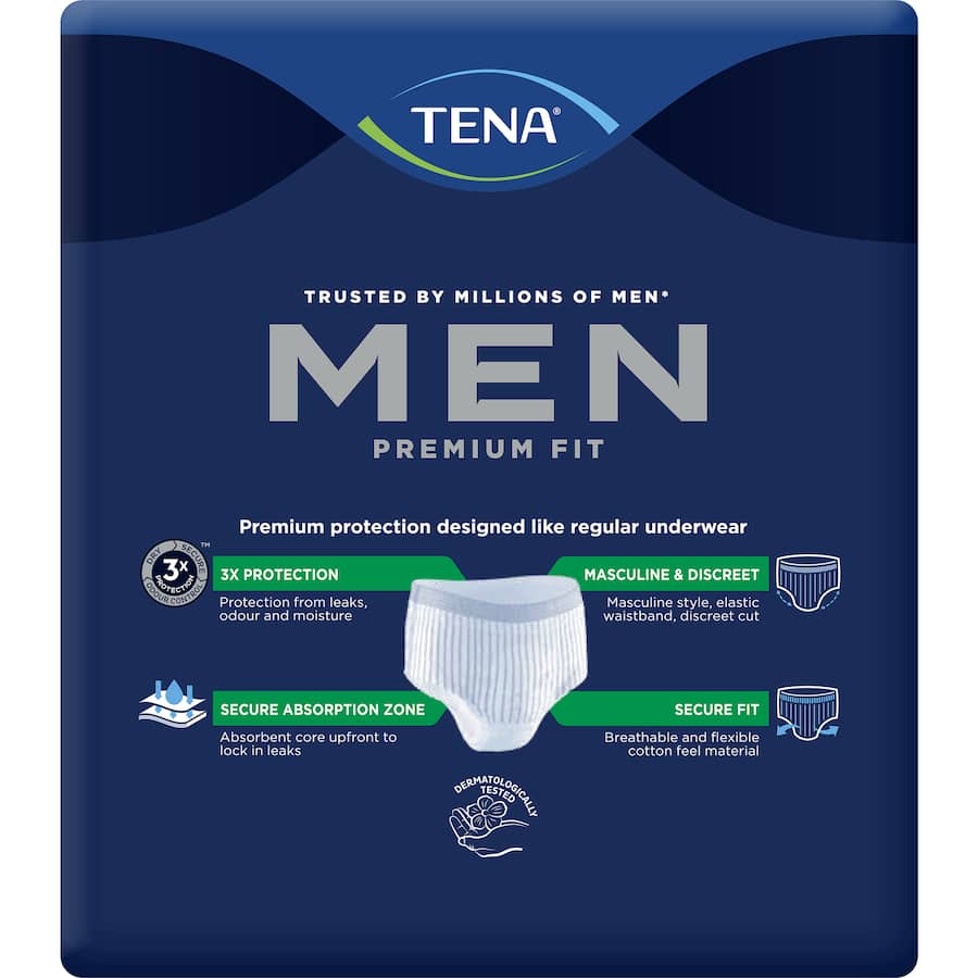 Tena Men Discreet Protection Mens Continence Pants Level 4 Protection 8pack