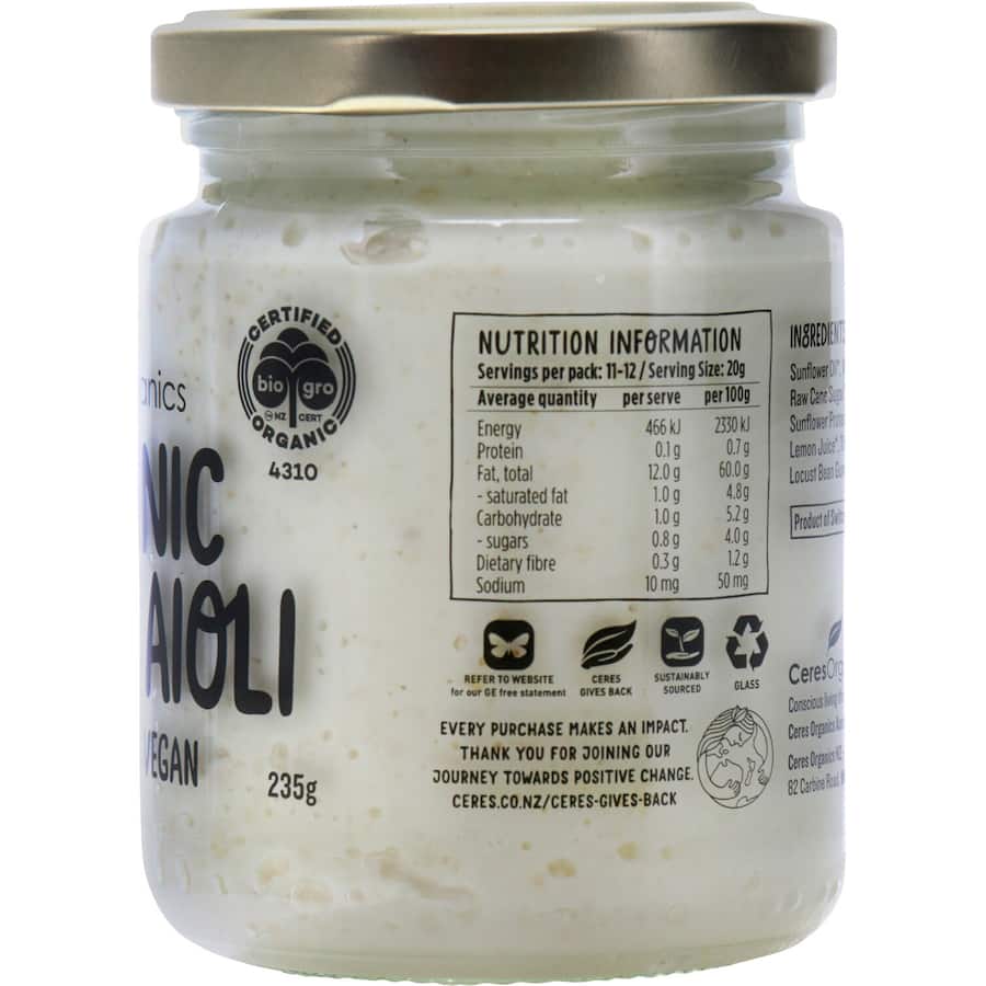 Ceres Organics Aioli Garlic Egg Free & Vegan