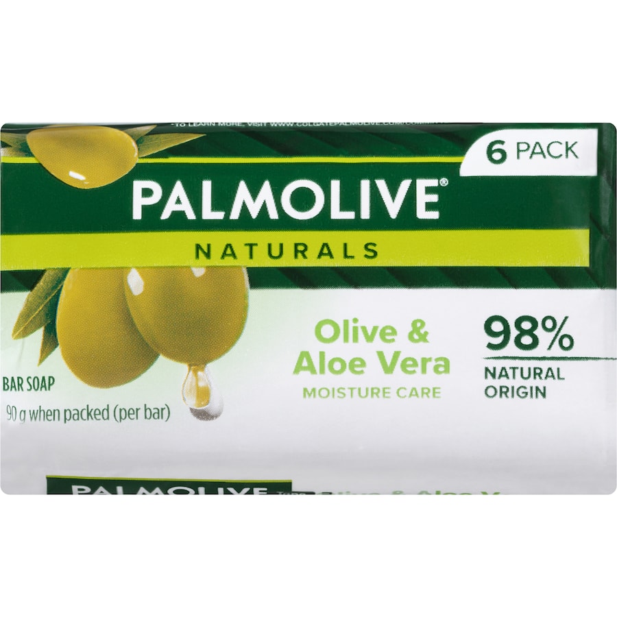 Palmolive Naturals Bar Soap Olive & Aloe Vera Value Pack 90g bars 6pack