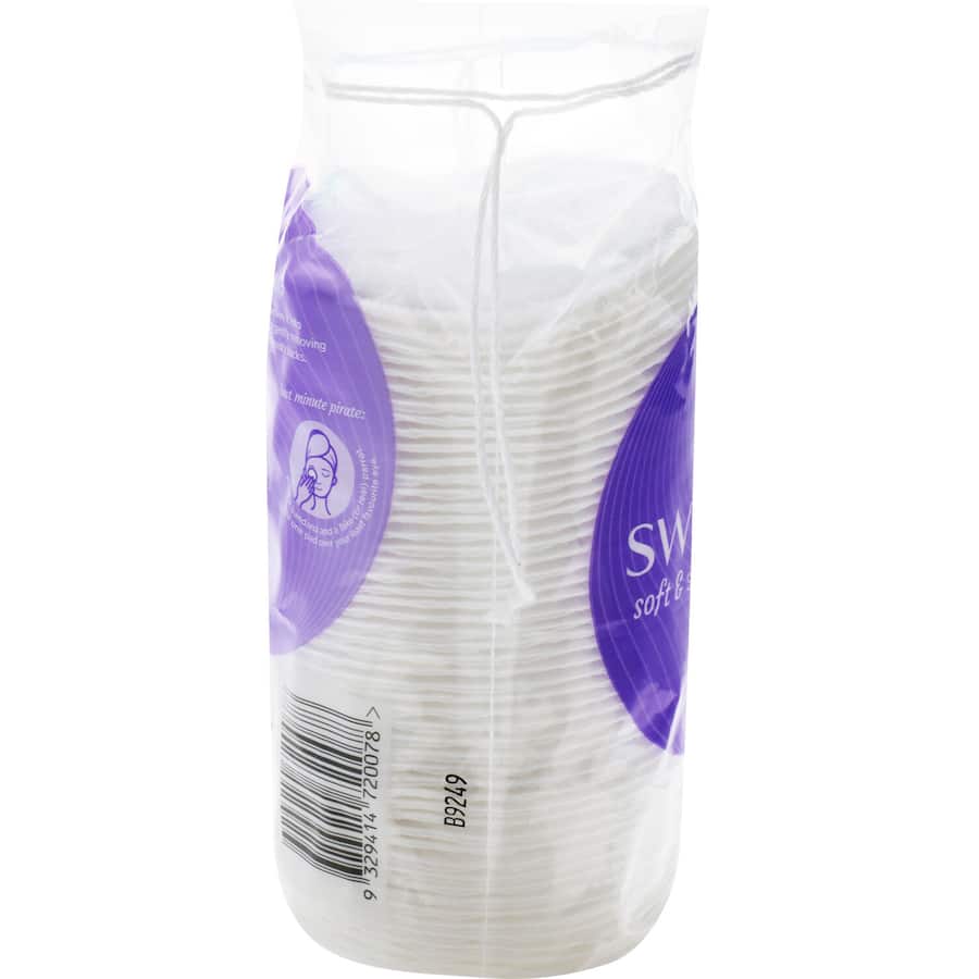 Extra-large Swisspers Cotton Pads made of 100% pure cotton, perfect for gentle makeup removal and skincare routines.