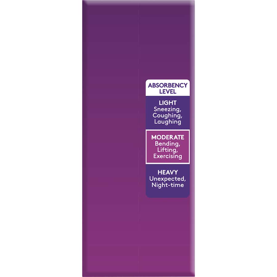 Poise Women's Continence Pads Regular offer discreet, comfortable protection for light bladder leakage with a soft, breathable cover.