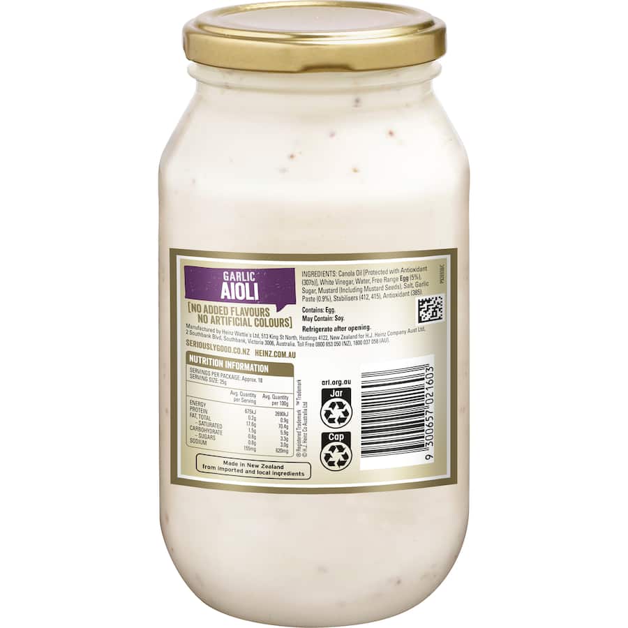 Heinz Seriously Good Aioli Garlic Jar 460g