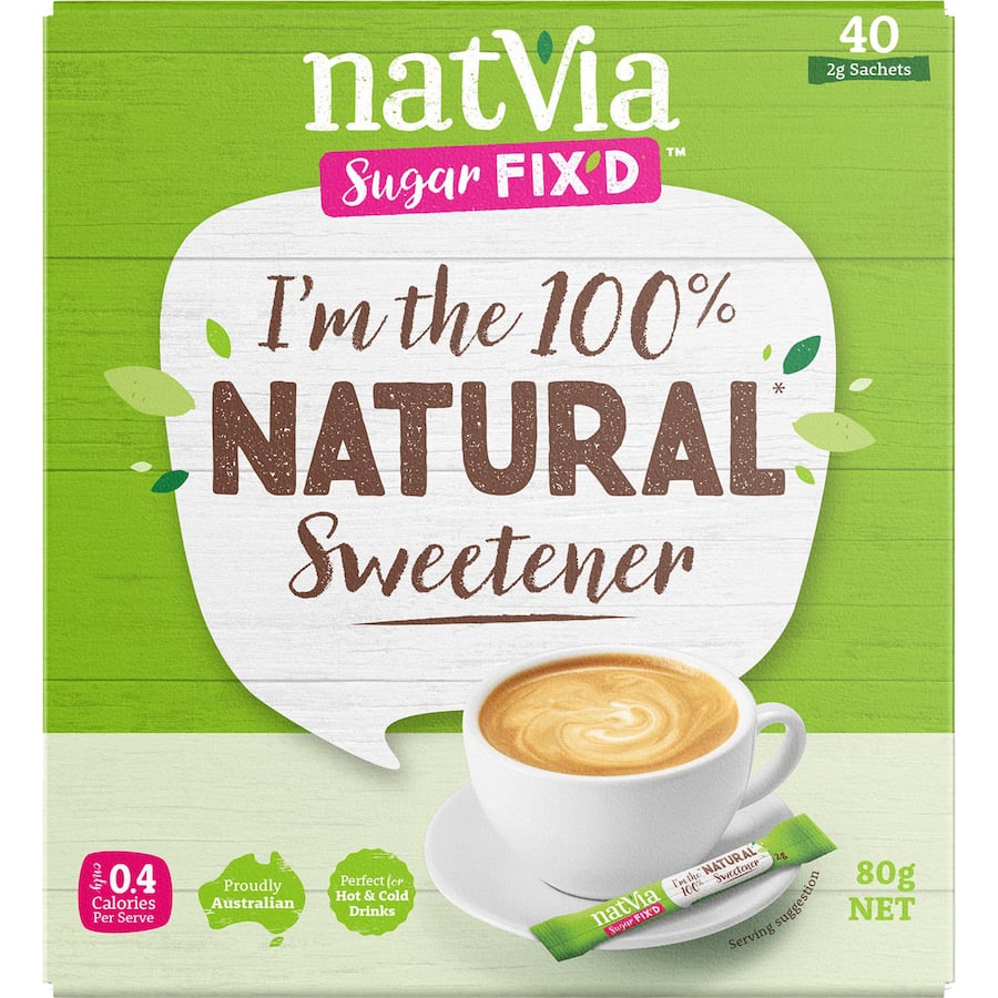 Natvia Sugar Substitute Stevia White Sweetener Sachets 40 x 2g