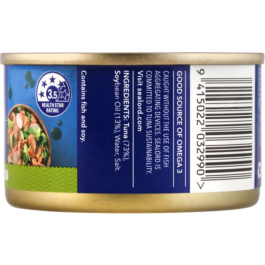 Sealord Tuna Chunk Style in Oil, featuring rich tuna chunks, perfect for salads, sandwiches, or healthy snacks.