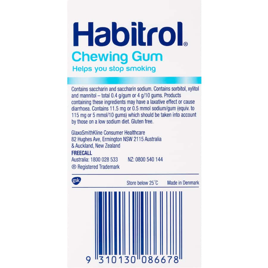 Habitrol Quit Smoking Product Mint Flavour Gum 4mg 96 peLLets