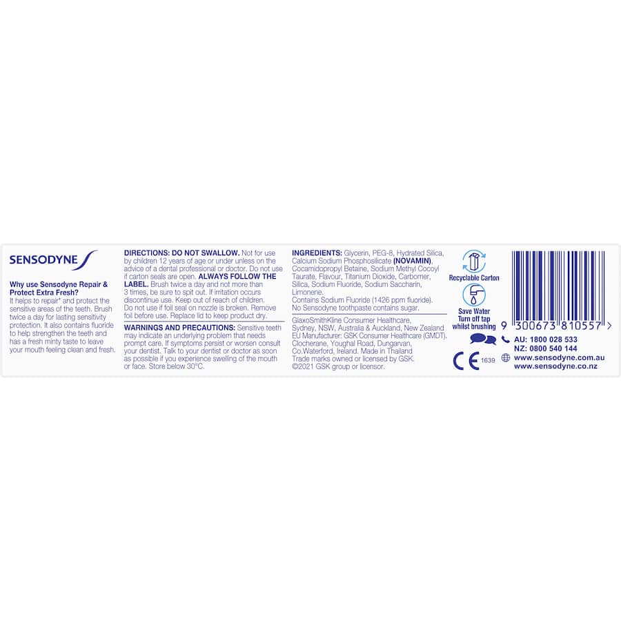 Sensodyne Repair & Protect Extra Fresh Sensitive Teeth Toothpaste 100g