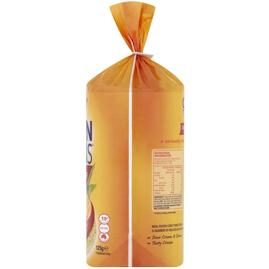 Real Foods Corn Thins Corn Cakes Tasty Cheese 125g