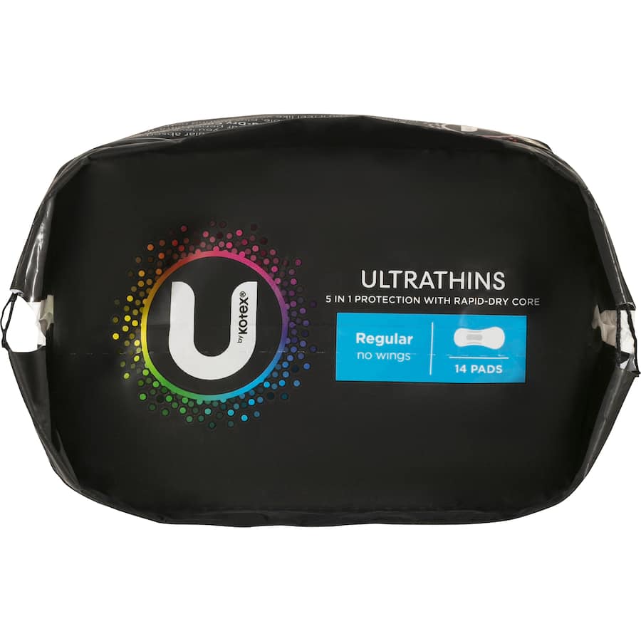 Ultra-thin, flexible U By Kotex pads with rapid-dry core for maximum comfort and leak protection during medium flow days.