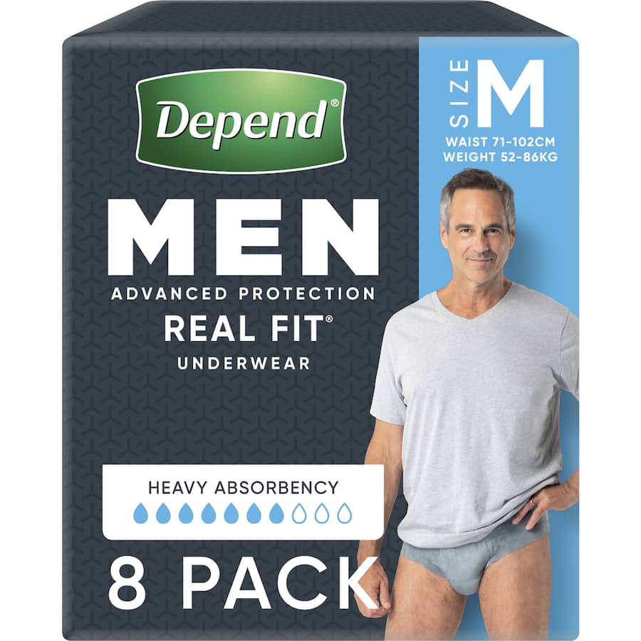 Depend Real Fit Underwear Mens Continence Pants Medium 8pack