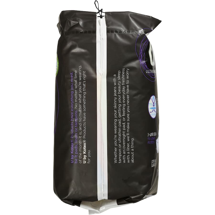 U By Kotex Ultra Thin Overnight Pads with Wings offer maximum absorbency, rapid-dry core, and extra coverage for ultimate comfort.