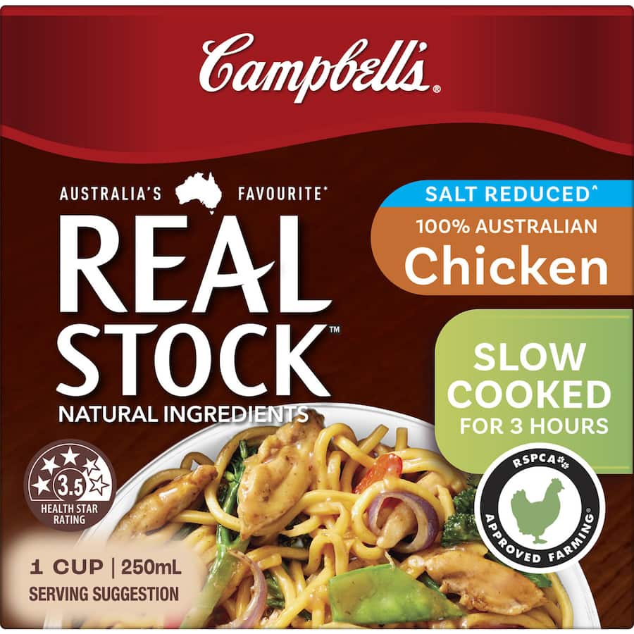 Campbells Real Stock Chicken Stock Liquid Salt Reduced Carton 250mL