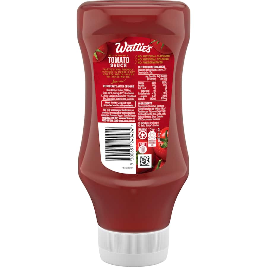 Watties Tomato Sauce Squeeze bottle 560g