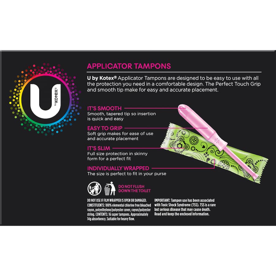 U By Kotex Tampons Super With Applicator 16pack