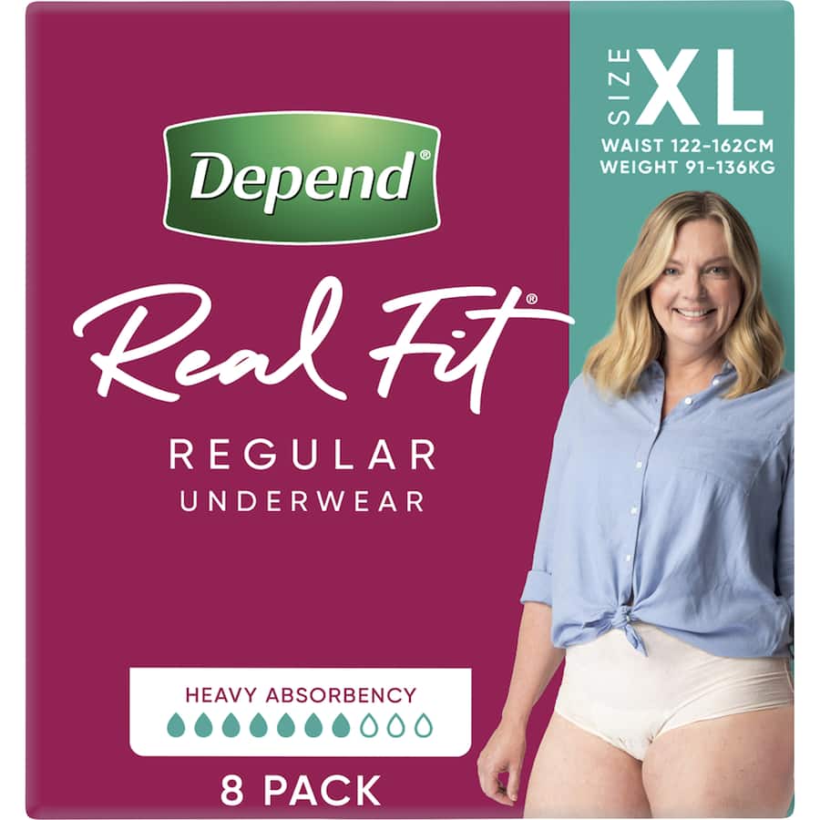 Depend Real Fit Womens Underwear Continence Pants Xl 8pack