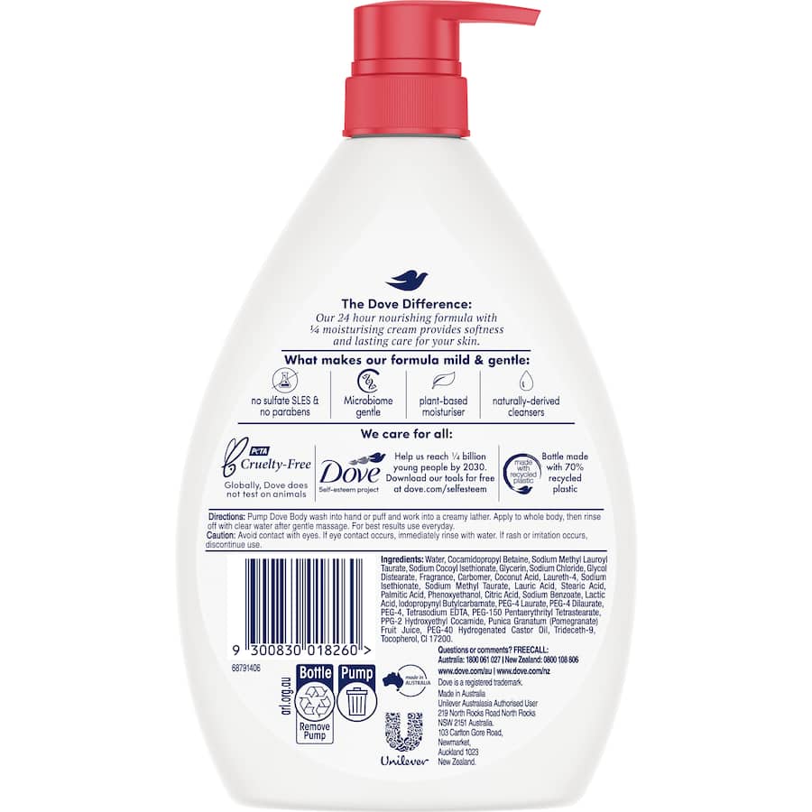 Dove Body Wash Pomegranate & Lemon Verbena Pump 1L