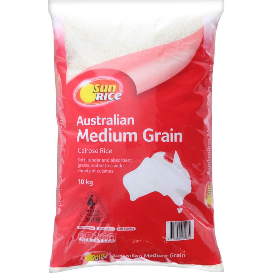 Sunrice White Rice Calrose Medium Grain 10kg