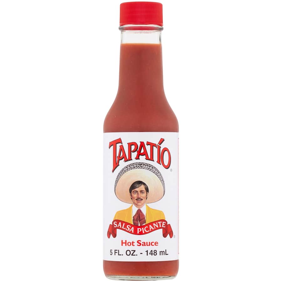 Bottle of Tapatio Mexican Hot Sauce showcasing its vibrant red color, perfect for adding authentic spice to any dish.