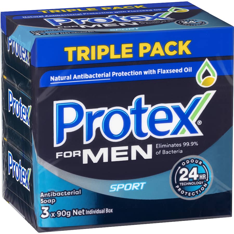Protex Mens Antibacterial Bar Soap Sport Value Pack 90g bars 3pack