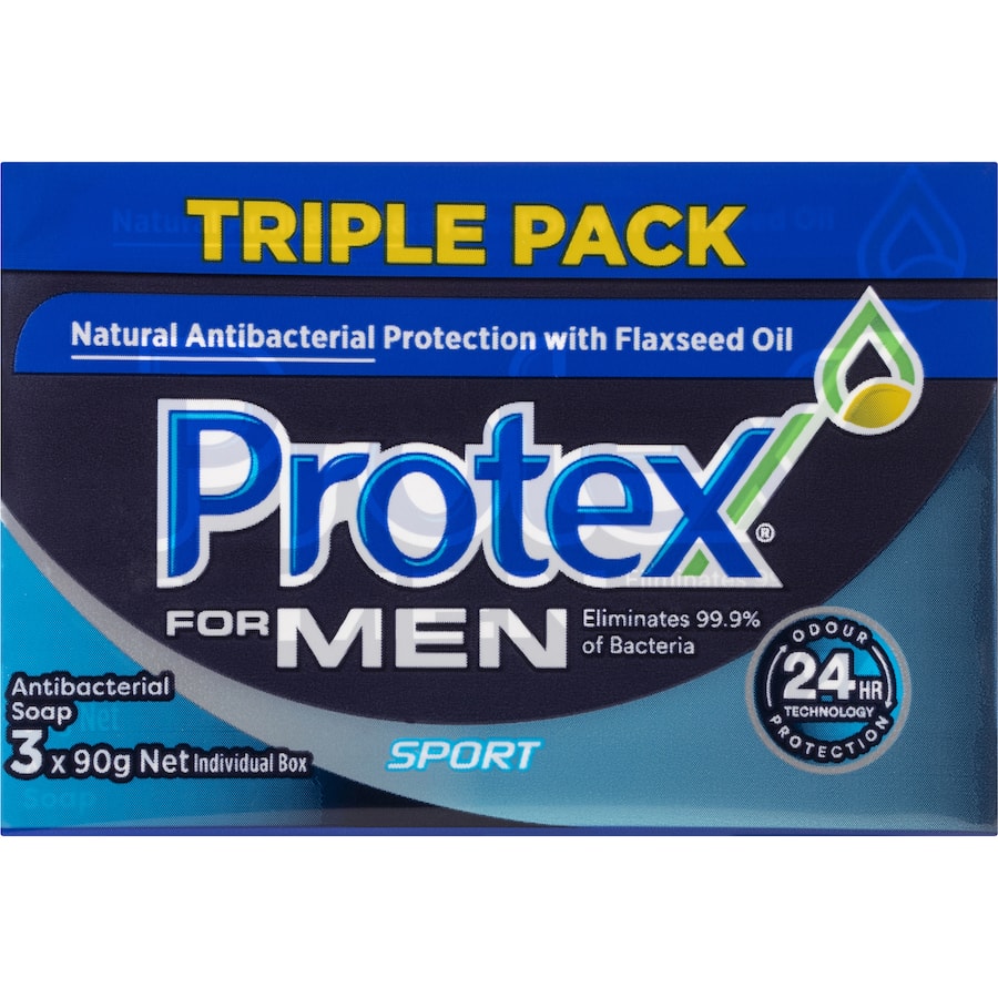 Protex Mens Antibacterial Bar Soap Sport Value Pack 90g bars 3pack