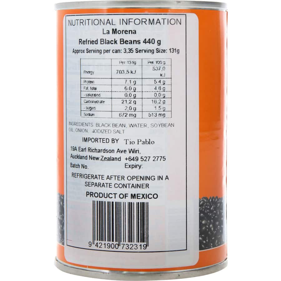 La Morena Refried Black Beans Tin 440g