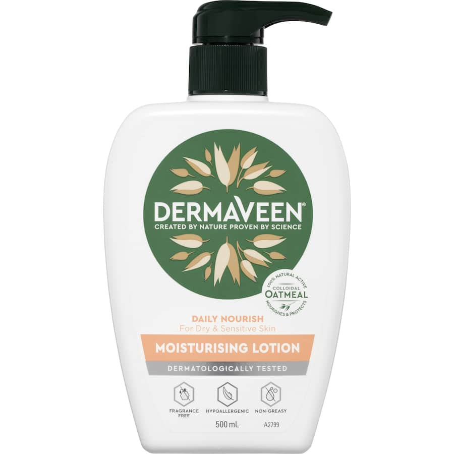 Dermaveen Moisturising Lotion hydrates and protects dry, sensitive skin with natural colloidal oatmeal for soothing relief.