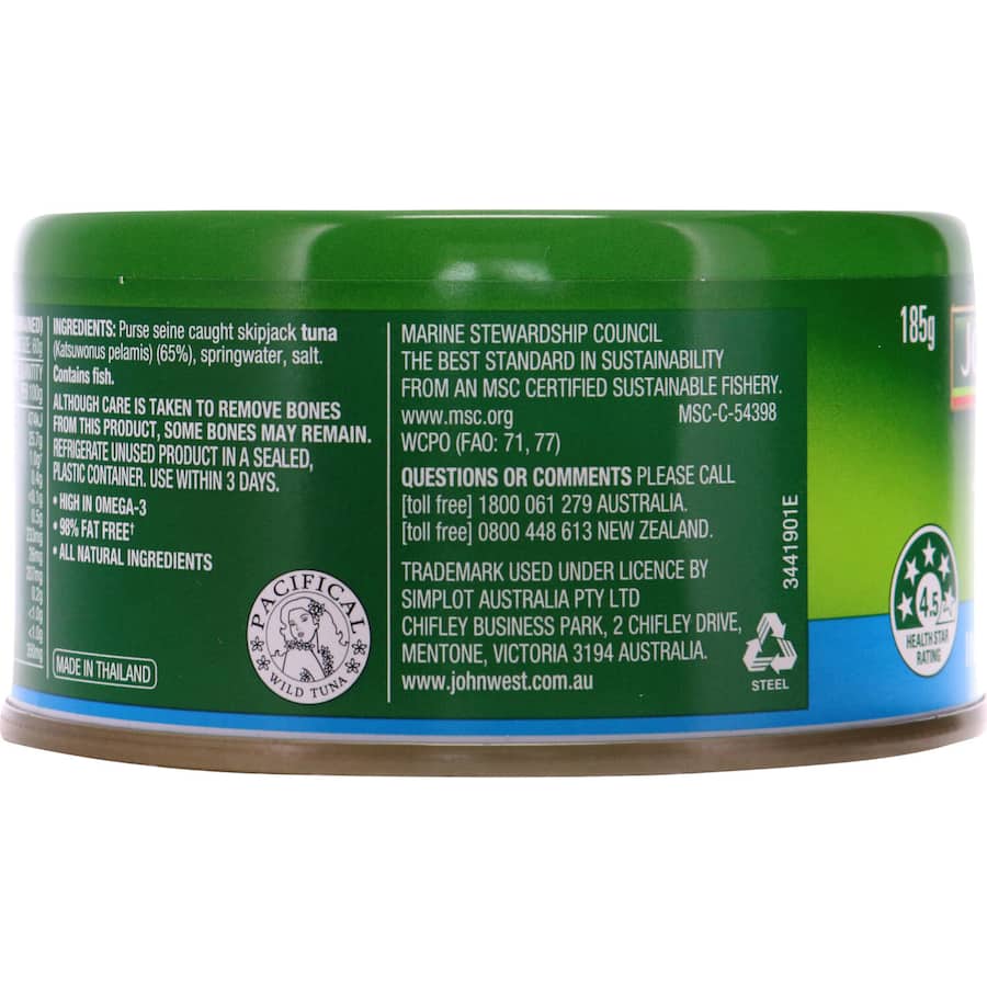 John West Tuna In Spring Water Tear tab can 185g