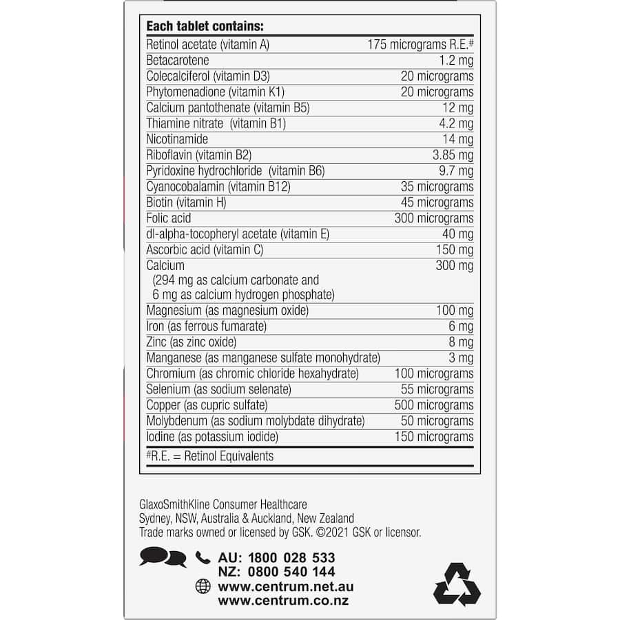 Centrum Women 50+ Daily Multivitamin Supplements Tablets 60pack