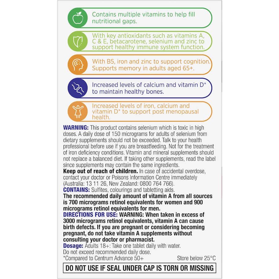 Centrum Women 50+ Daily Multivitamin Supplements Tablets 60pack