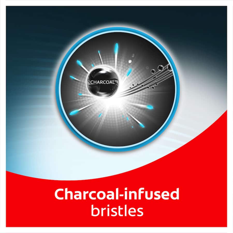 Colgate Slim Soft Toothbrush with charcoal slim-tip bristles for effective plaque removal and antibacterial protection.