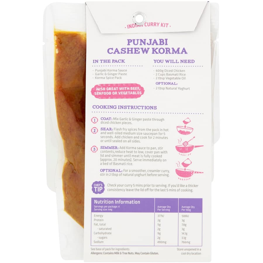 Street Kitchen Recipe Base Punjabi Cashew Korma Packet 255g