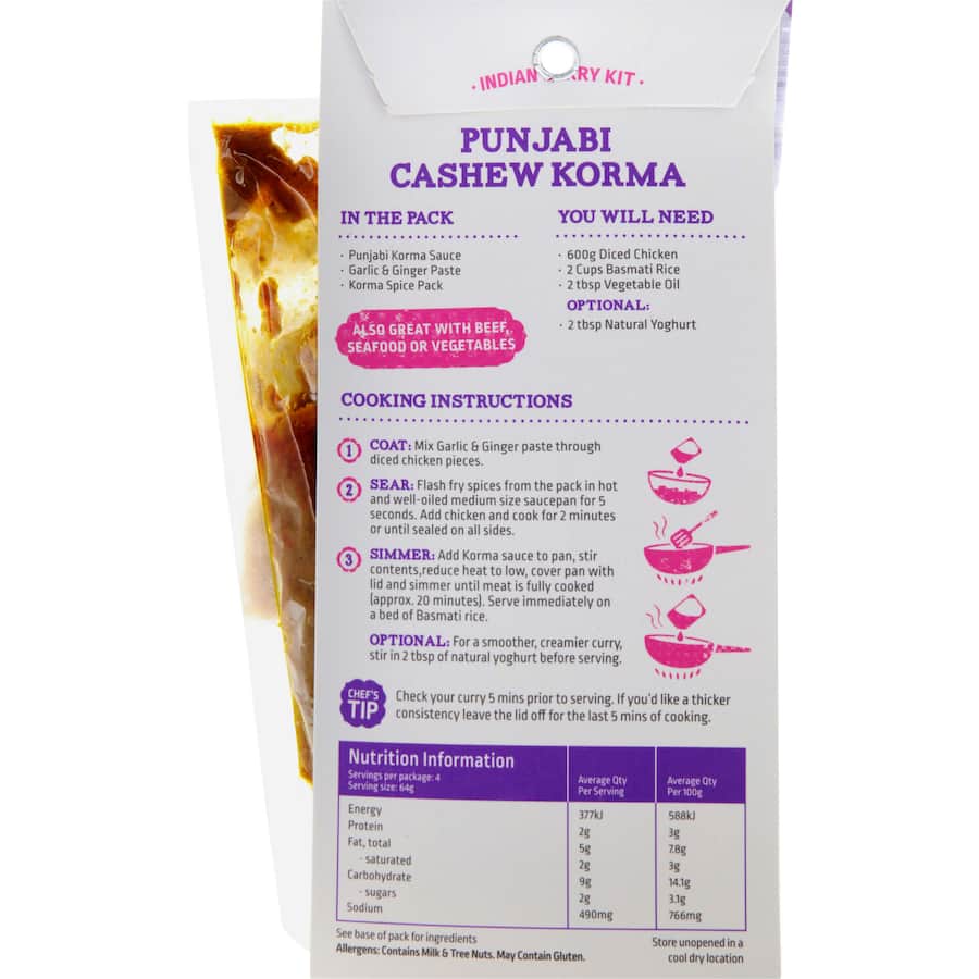 Street Kitchen Recipe Base Punjabi Cashew Korma Packet 255g