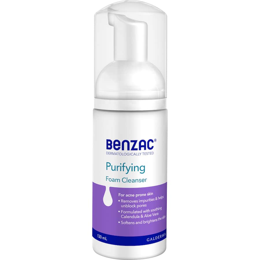 Benzac Cleanser Foam: a gentle, hydrating face wash with calendula and aloe vera, targeted for mild to moderate acne.