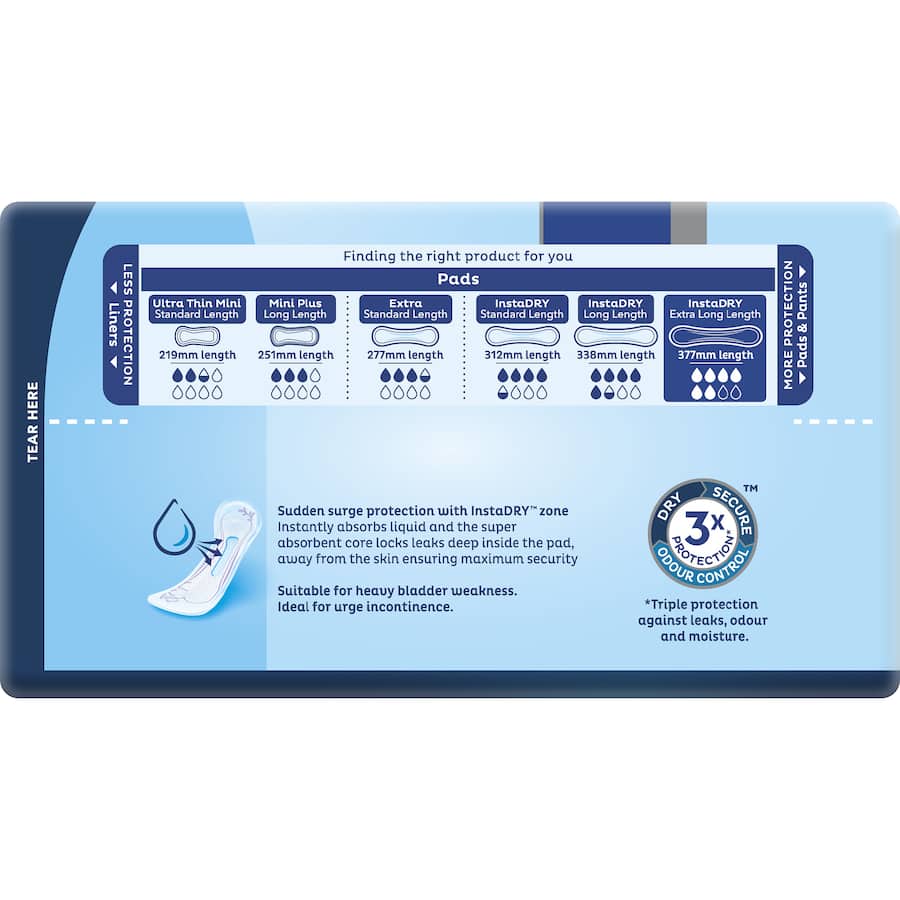 Tena Womens Continence Pads Maxi Pads Instadry 6pack