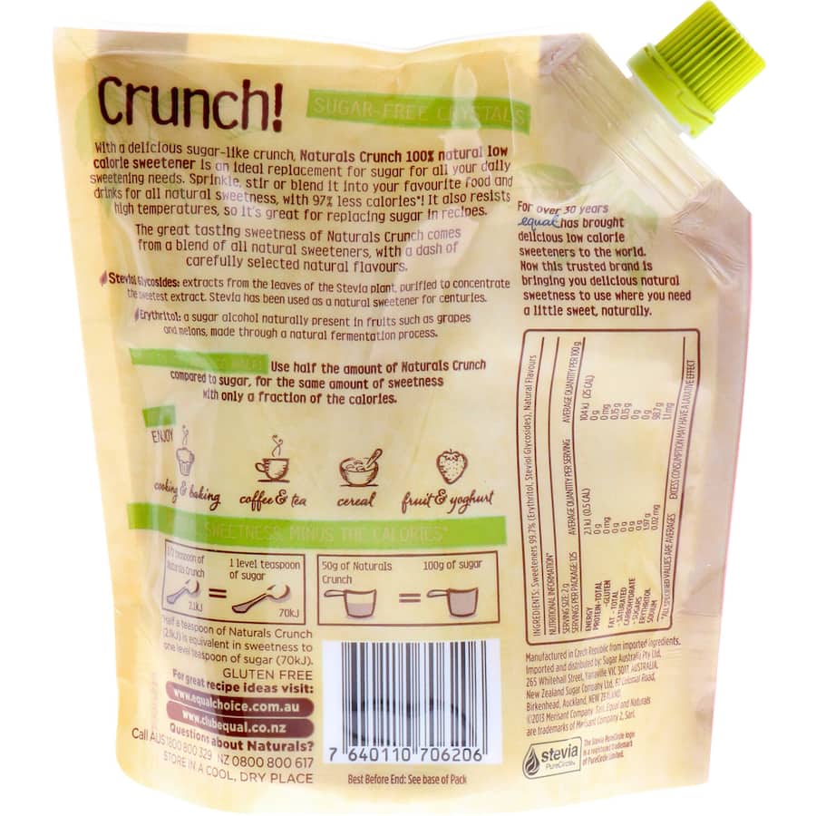 Naturals Sugar Substitute Sugar Free Crystals in a crystal form, perfect for low-calorie cooking and baking with natural sweetness.