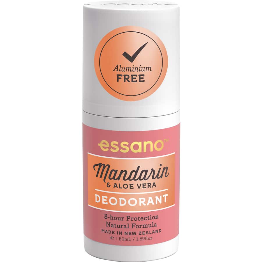 Essano Roll On Natural Deodorant in Mandarin & Aloe Vera for all-day freshness and skin nourishment without harsh chemicals.