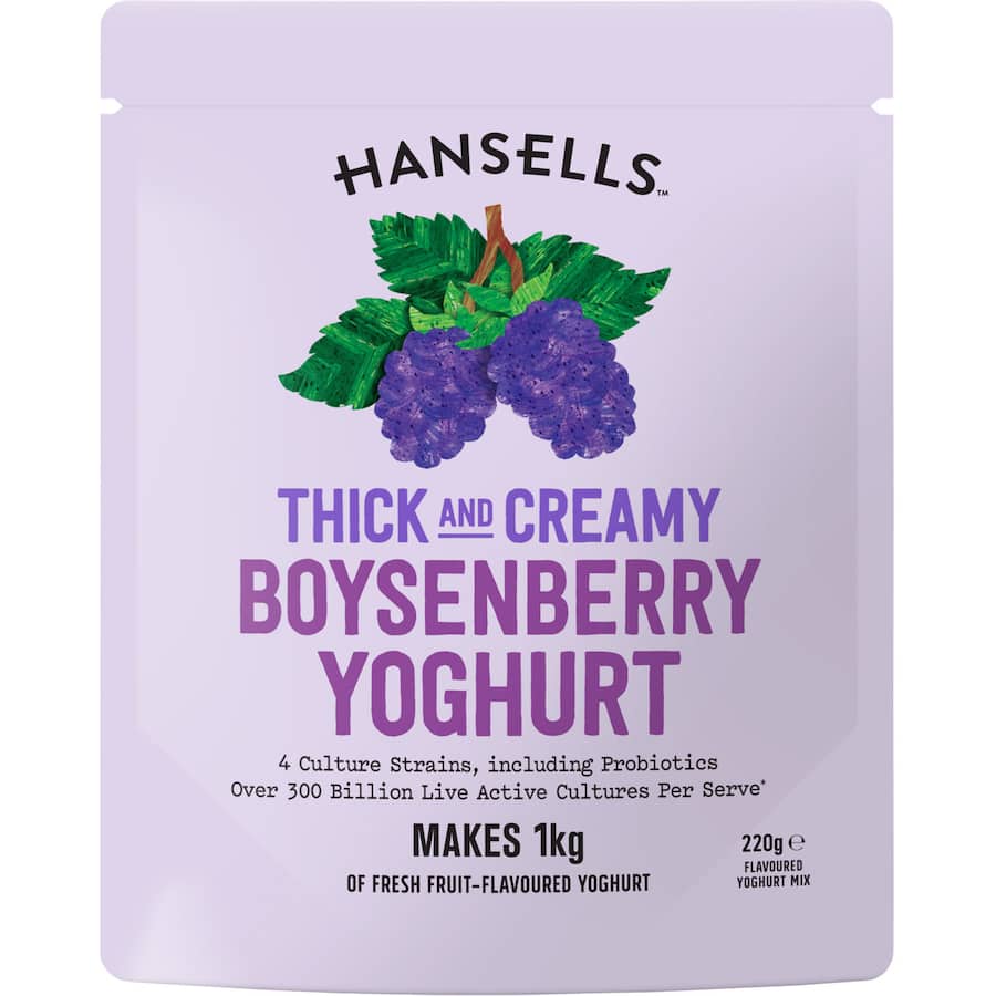 Hansells Thick & Creamy Yoghurt Base Boysenberry Sachet 220g