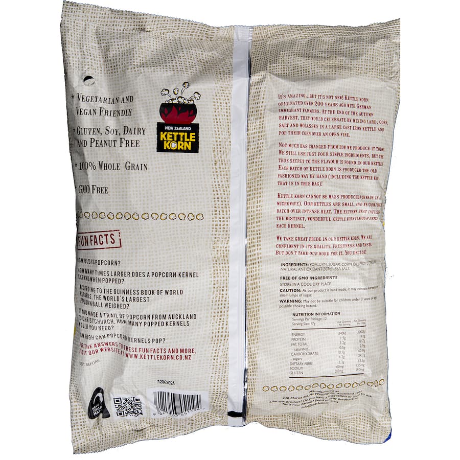 NZ Kettle Korn Popcorn 204g Multipack 12pack
