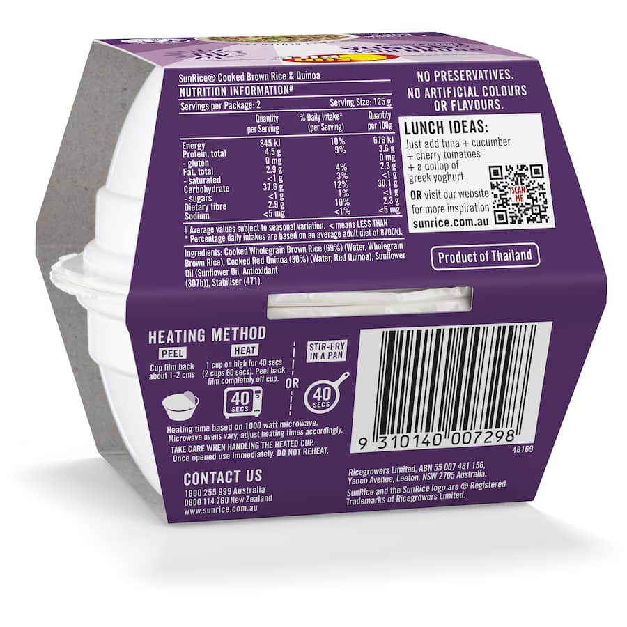 Sunrice Microwave Brown Rice & Quinoa Cup 2x125g