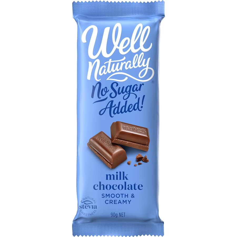 Well Naturally No Sugar Added Snack Bar Milk Chocolate 90g