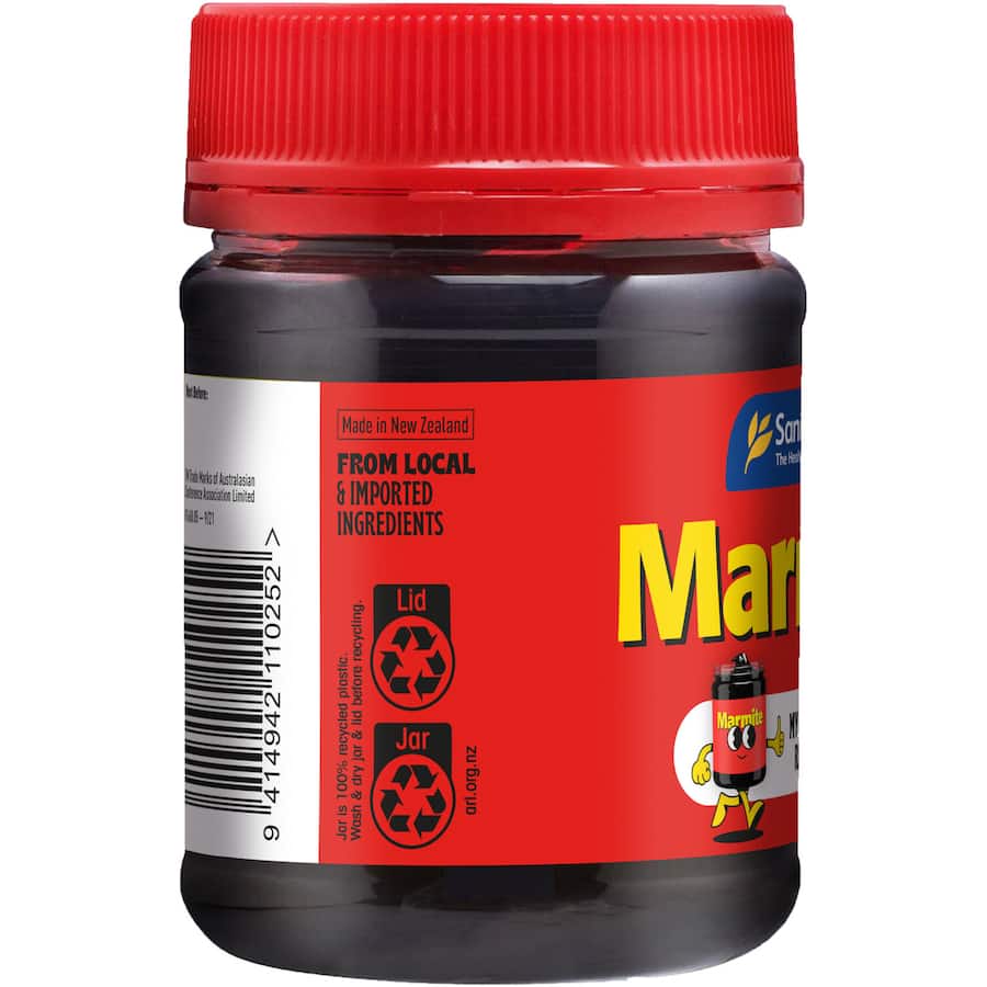 Sanitarium Marmite Yeast Spread jar showcasing its rich umami flavor, perfect for toast and versatile meal enhancement.