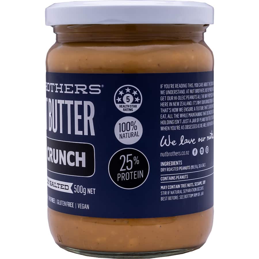 Nut Brothers Peanut Butter Crunchy Slightly Salted 500g