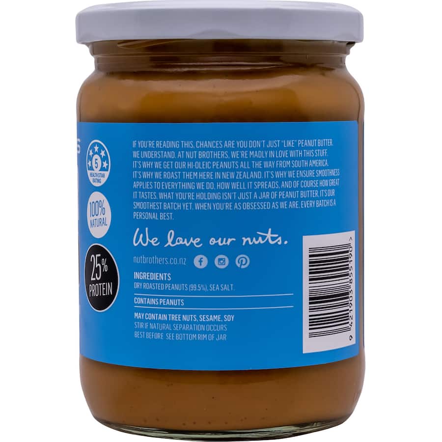 Nut Brothers Peanut Butter Smooth Slightly Salted 500g