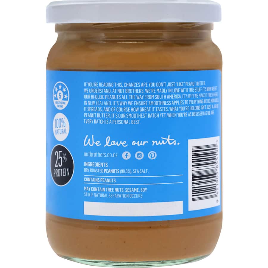 Nut Brothers Peanut Butter Smooth Slightly Salted 500g