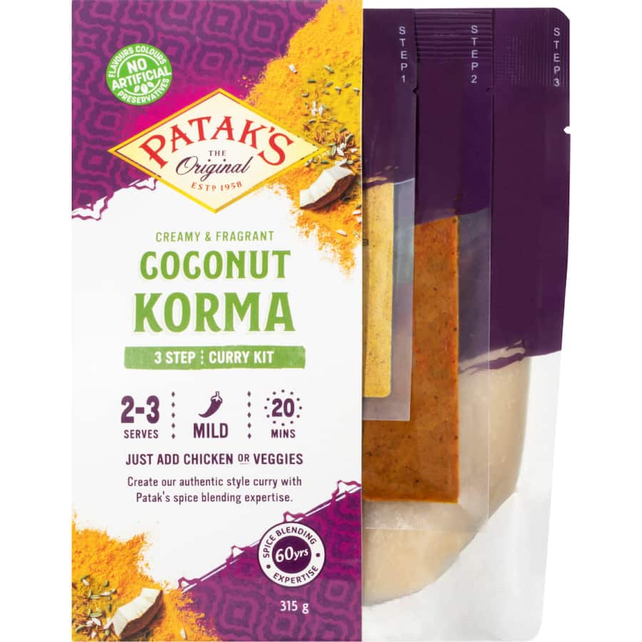 Pataks Recipe Base Gogonut Korma Mild Packet 315g