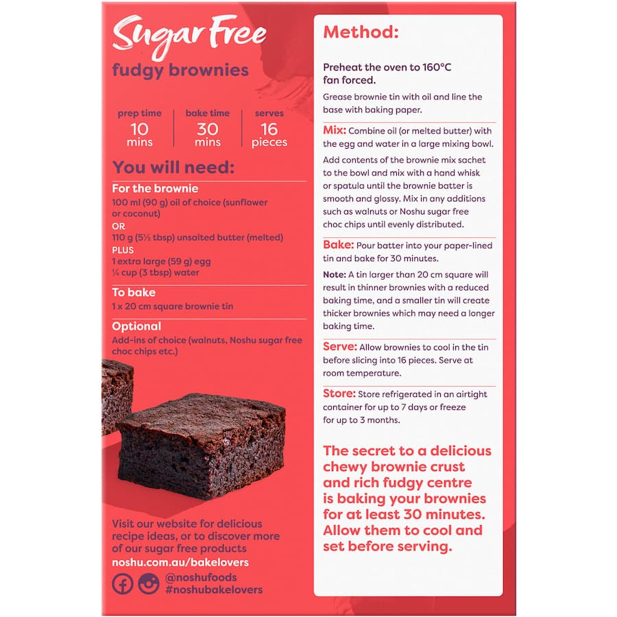 Noshu 99% Sugar Free Brownie Mix Fudgy 300g