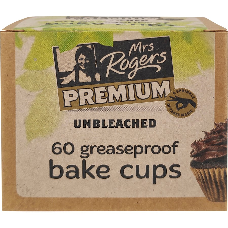 Mrs Rogers Premium Baking Cups Greaseproof Unbleached 60pack