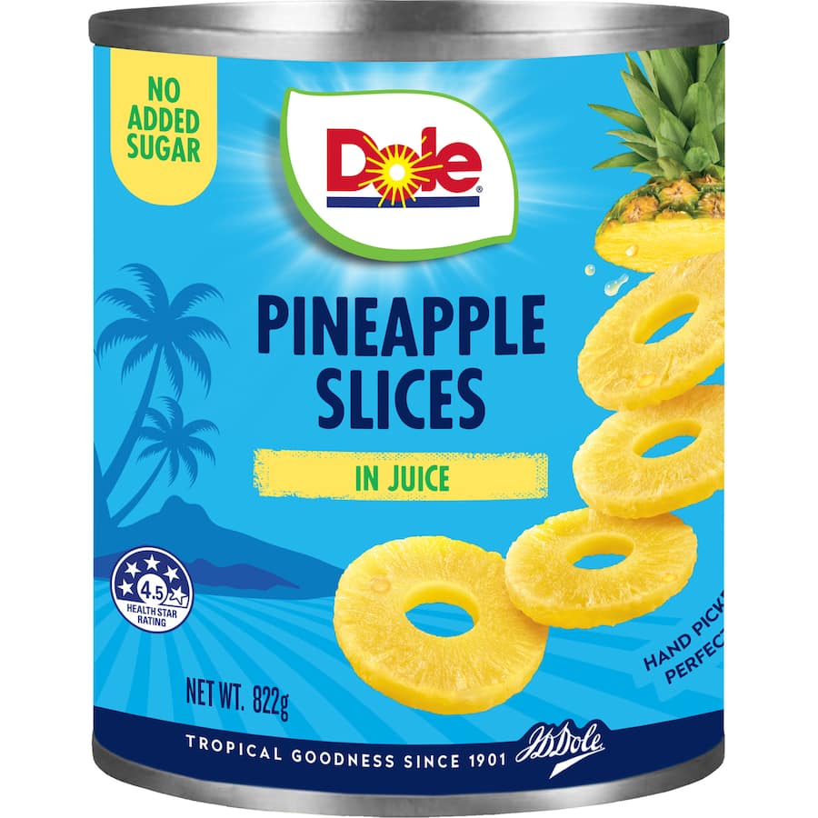 Dole Pineapple Slices In Juice Can 822g