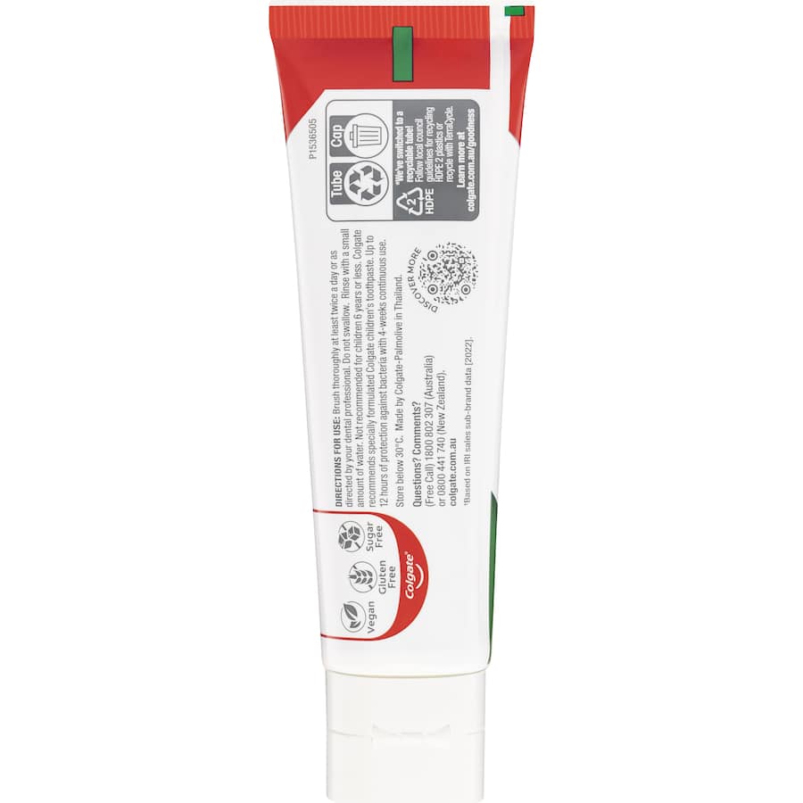 Colgate Total Antibacterial Toothpaste Whitening: fluoride formula for 12-hour protection, whitening, and whole mouth health.