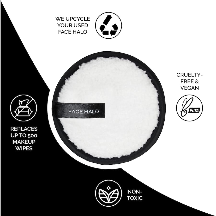 Eco-friendly Face Halo Makeup Remover Original, using water and advanced fibers for gentle, effective makeup removal.
