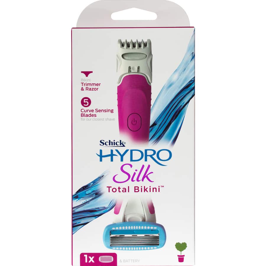 Schick Hydro Silk Razors Kit for a smooth, hydrated bikini shave with ergonomic design and advanced moisturizing serum.